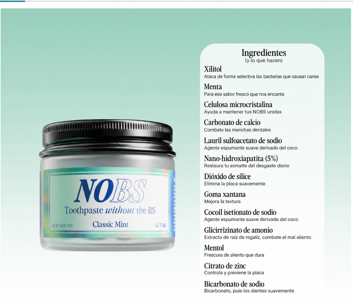 Tabletas Dentales Masticables NOBS